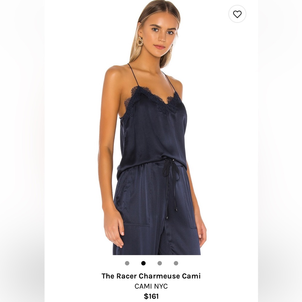 Cami NYC The Racer Charmeuse Cami in Navy (Cosmos) M